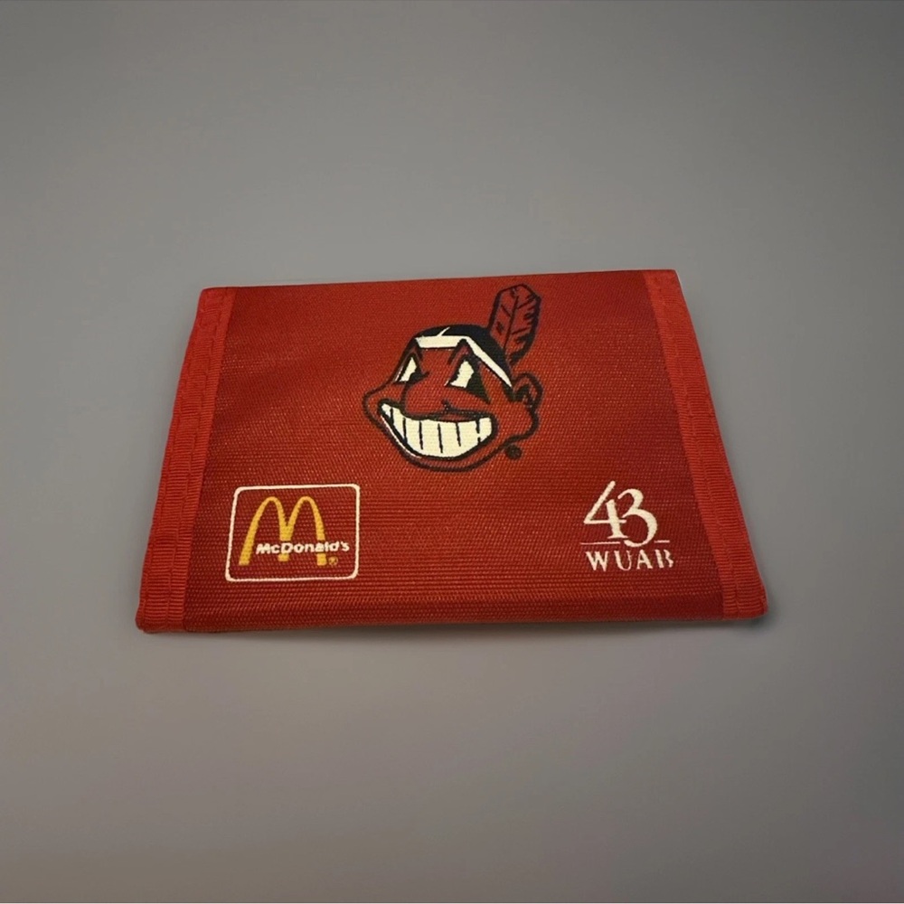 Vintage McDonald’s Red Trifold Wallet 1992 Cleveland Indians Chief Wahoo